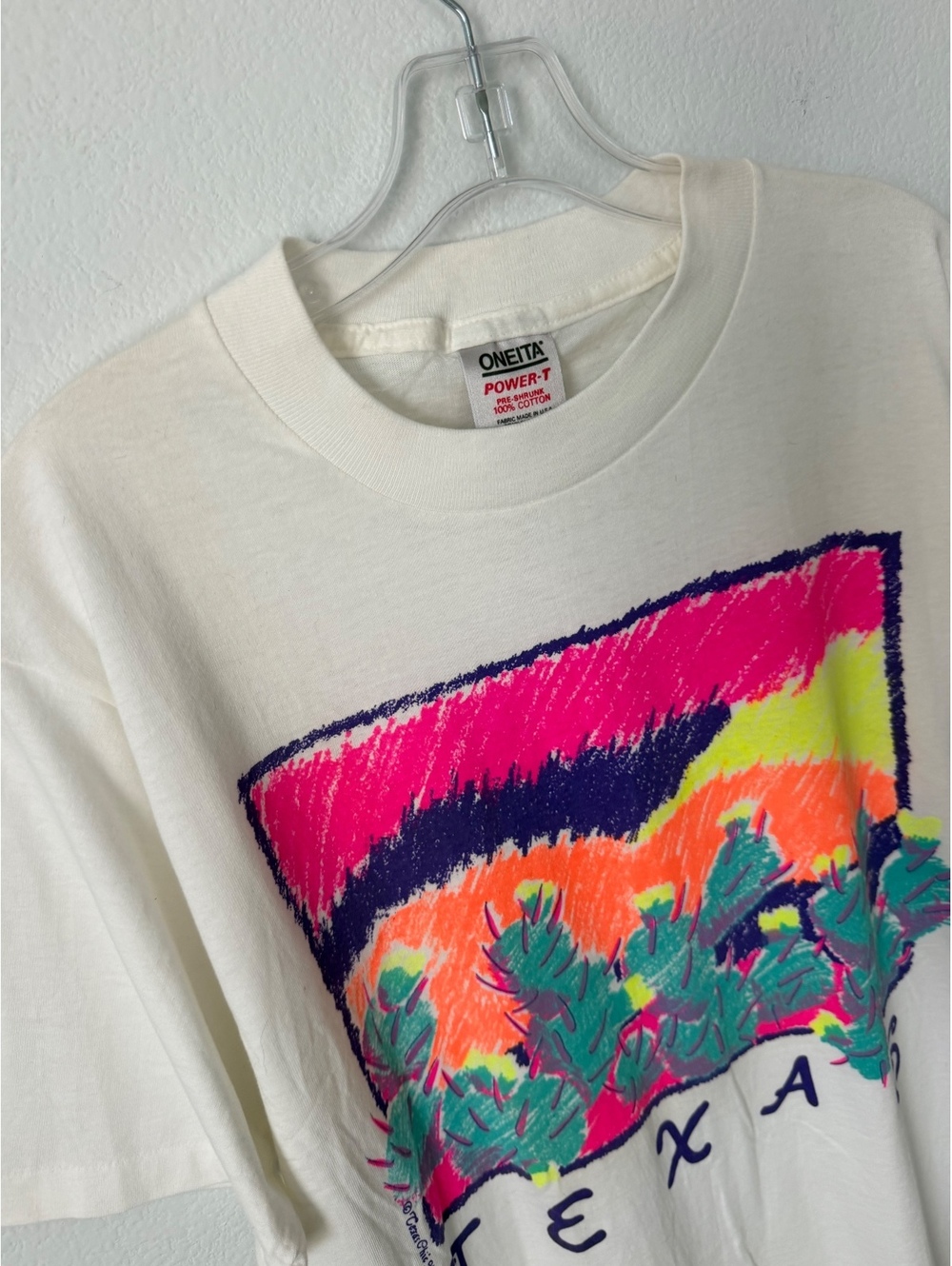 Oneita Power-T Vintage 1991 Texas Chic Short Sleeve T-Shirt Men's Size L - Picture 3 of 9
